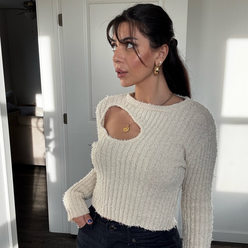 Zara soft knit asymmetrical stretchy beige sweater